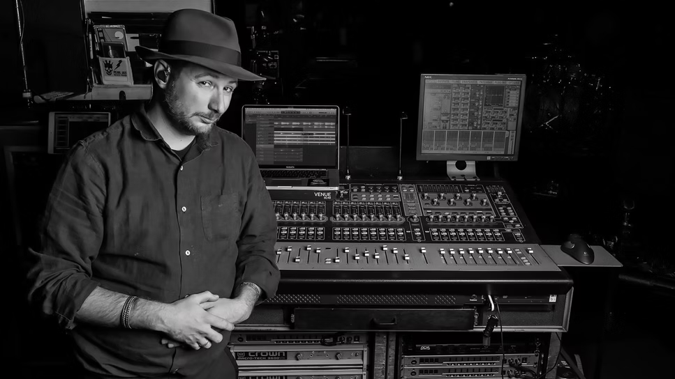 Sage Anthony at the mixing console